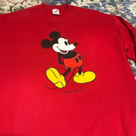 2pc Vintage Jerzees Walt Disney Red Mickey Mouse Jogging Sweater Pant Set LG - Picture 3 of 16
